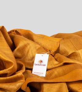Mustard Yellow Tussar Silk Saree-Detail