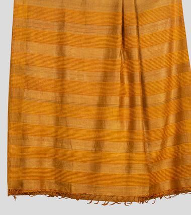Load image into Gallery viewer, Mustard Yellow Tussar Silk Saree-Pallu