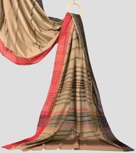 Load image into Gallery viewer, Sandy Brown Begumpuri Cotton Saree-Pallu