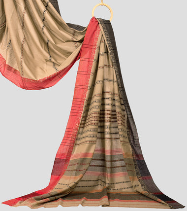 Load image into Gallery viewer, Sandy Brown Begumpuri Cotton Saree-Pallu