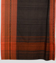 Load image into Gallery viewer, Wood Bark Brown Begumpuri Cotton Saree-Pallu